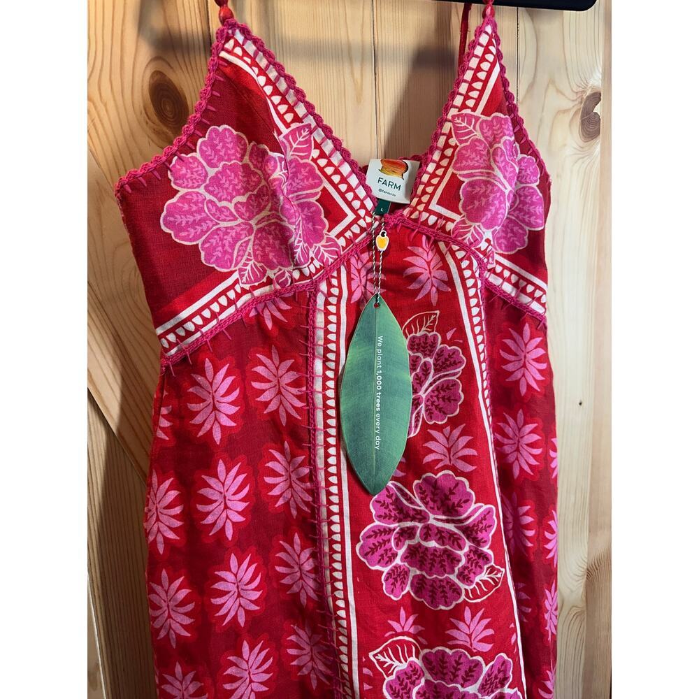 Farm Rio Summer SunriseEmbroidered Linen Maxi Dress NWT- Size L - Picture 8 of 15